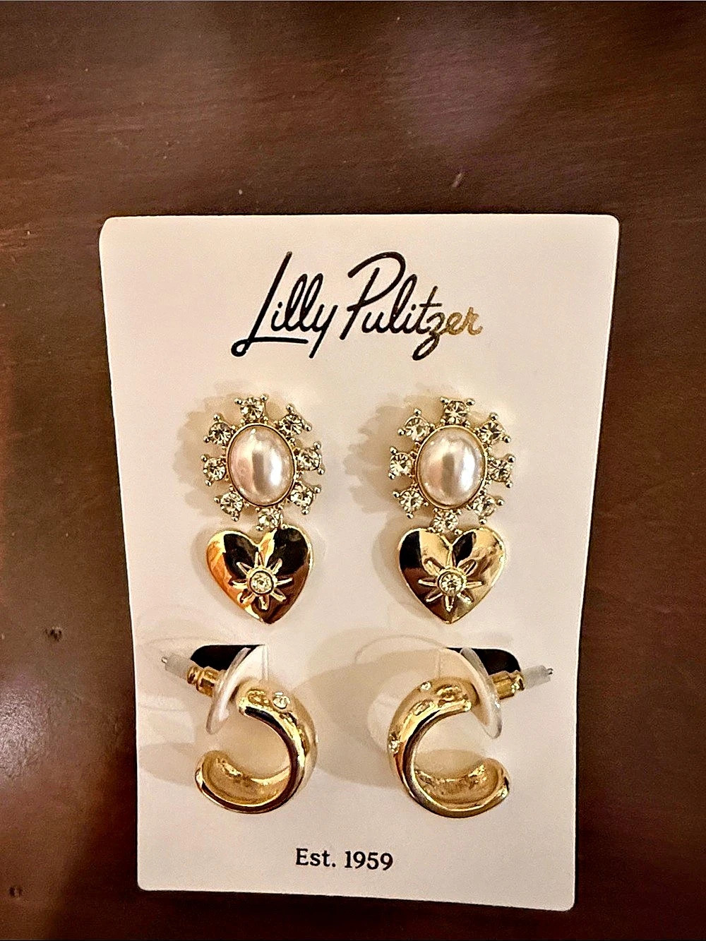 Lilly Pulitzer Spicy Socialite Earring Set Gold & White